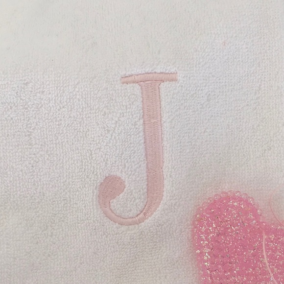 Personalized White Embroidered (J) Hand Towel Bathroom Accessory - Picture 5 of 8